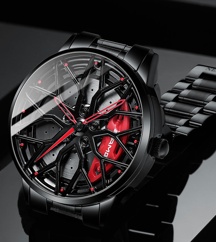 Men’s Sport Luxury Watch | Wheel-Inspired Dial & Elegant Metal Design