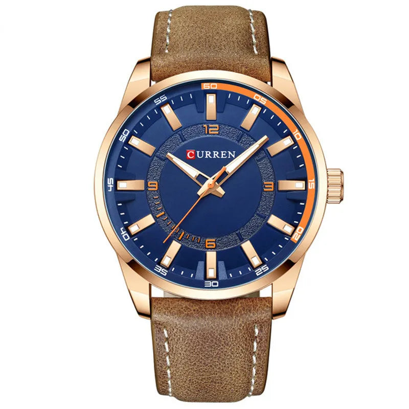 Premium Men’s Business Wristwatch with Large Dial & Leather Belt