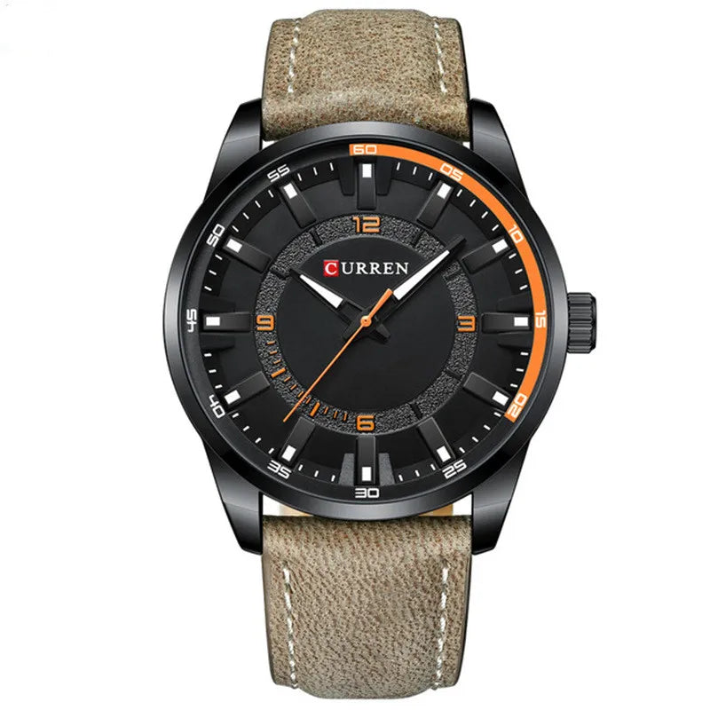 Premium Men’s Business Wristwatch with Large Dial & Leather Belt