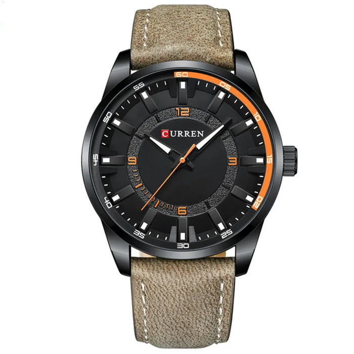 Premium Men’s Business Wristwatch with Large Dial & Leather Belt