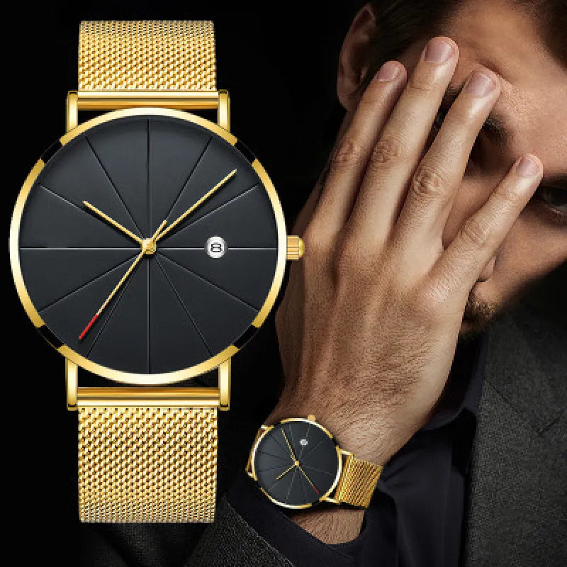 Stainless Steel Mesh Calendar Watch (Men)