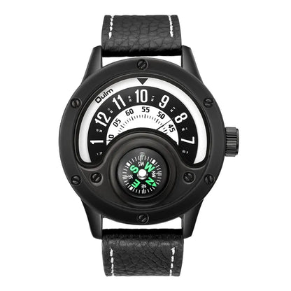 Men’s Sport Watch – Quartz, Leather Strap & Compass