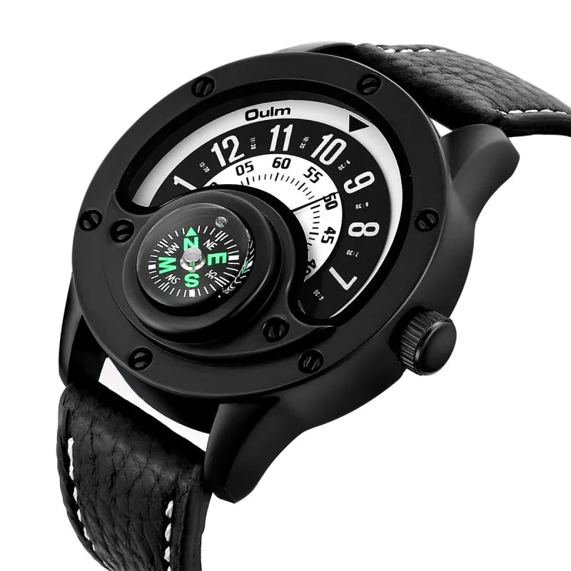 Men’s Sport Watch – Quartz, Leather Strap & Compass