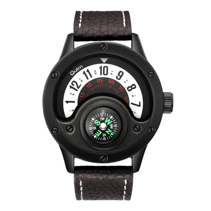 Men’s Sport Watch – Quartz, Leather Strap & Compass