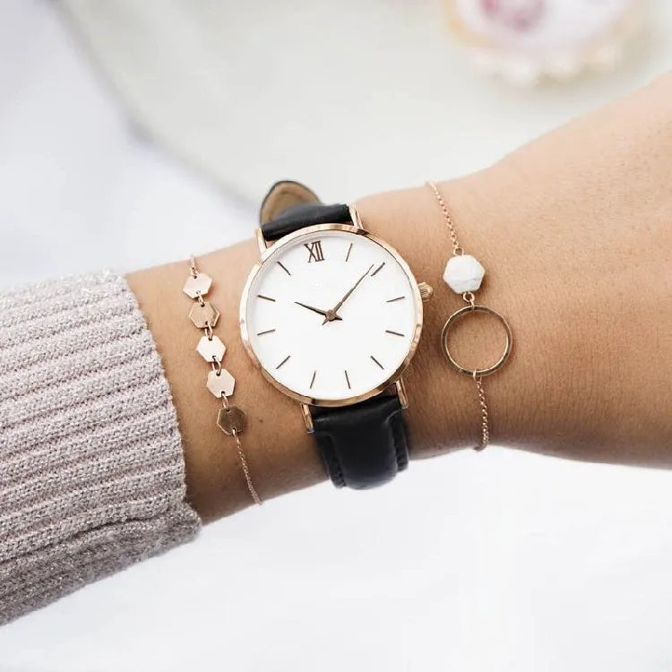 Women Watches Leather Quartz Watch for Ladies Clocks