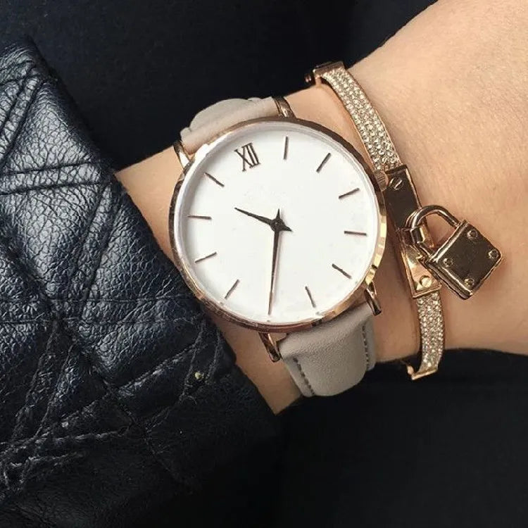 Women Watches Leather Quartz Watch for Ladies Clocks