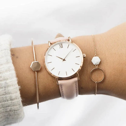 Women Watches Leather Quartz Watch for Ladies Clocks