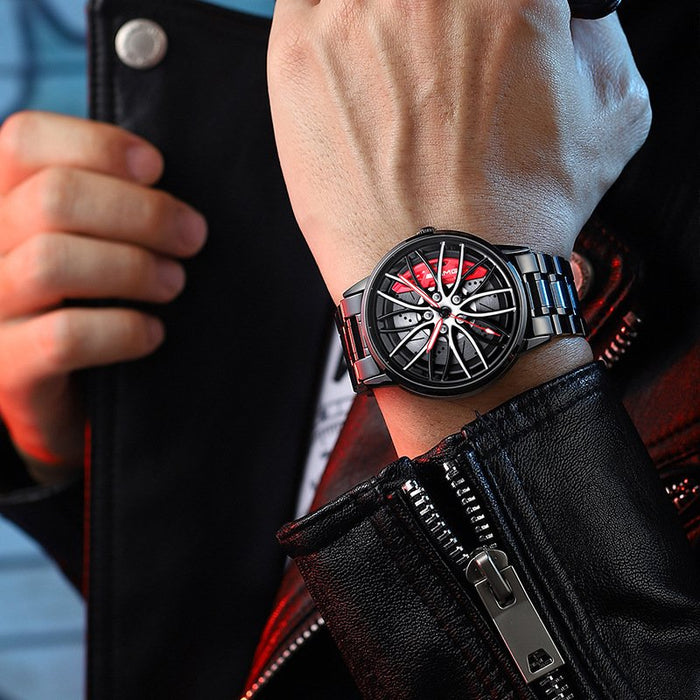 Men’s Sport Luxury Watch | Wheel-Inspired Dial & Elegant Metal Design