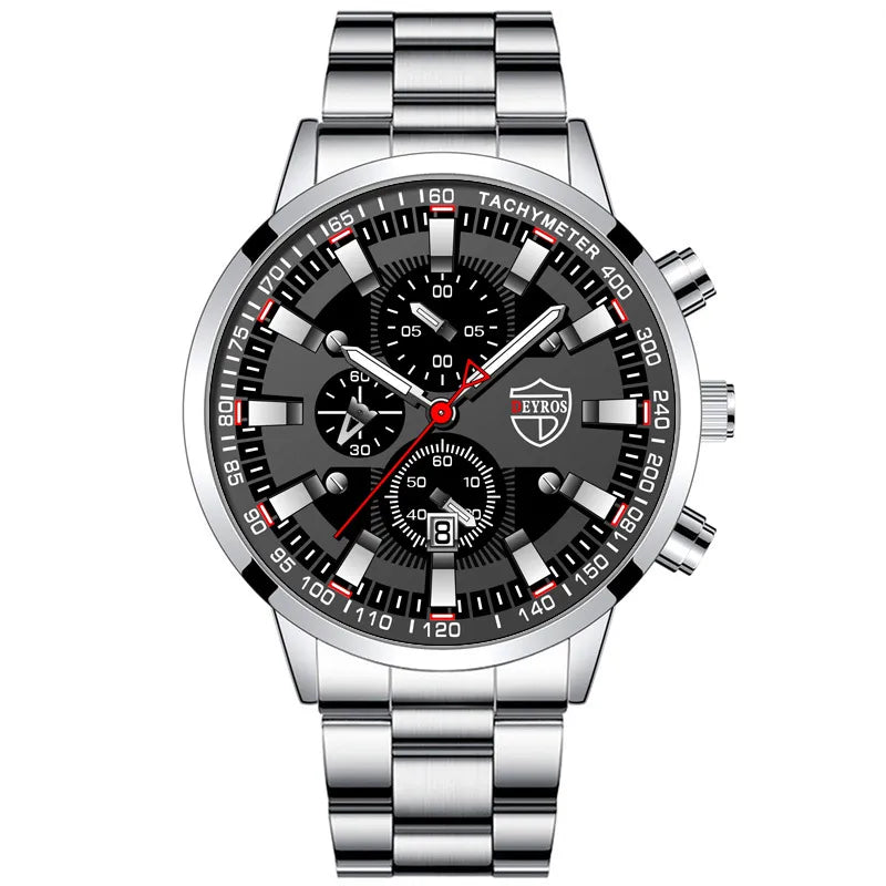 Men’s Stainless Steel Quartz Watch – Luminous Wristwatch