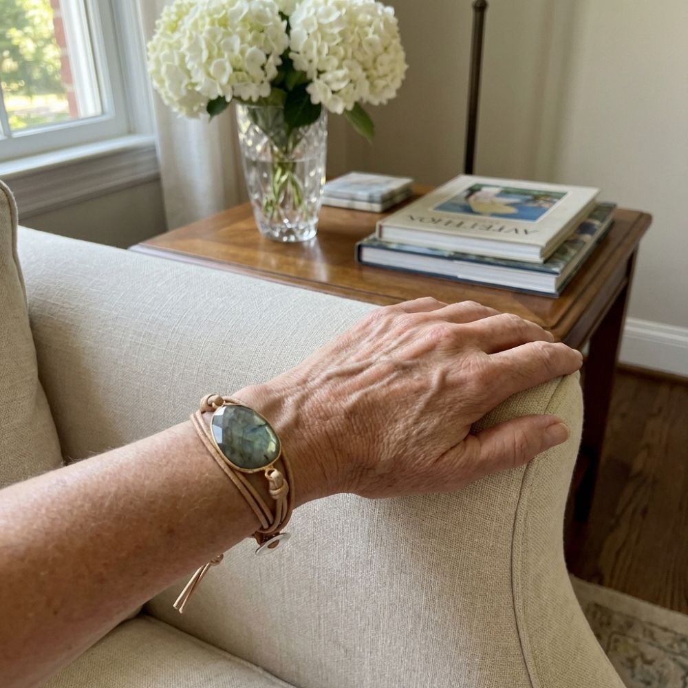 Vintage Leather Stone Bracelet