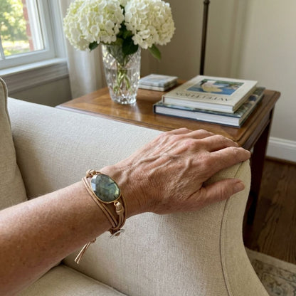 Vintage Leather Stone Bracelet