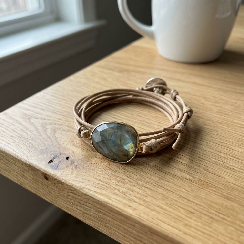 Vintage Leather Stone Bracelet