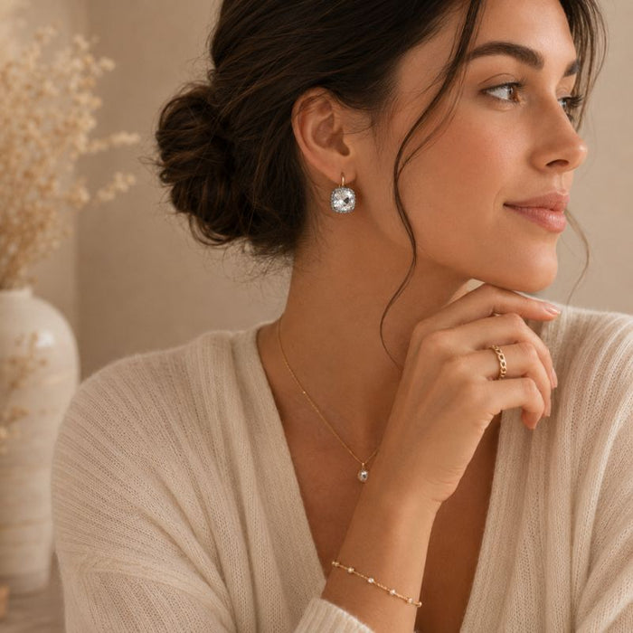 Cushion Crystal Earrings