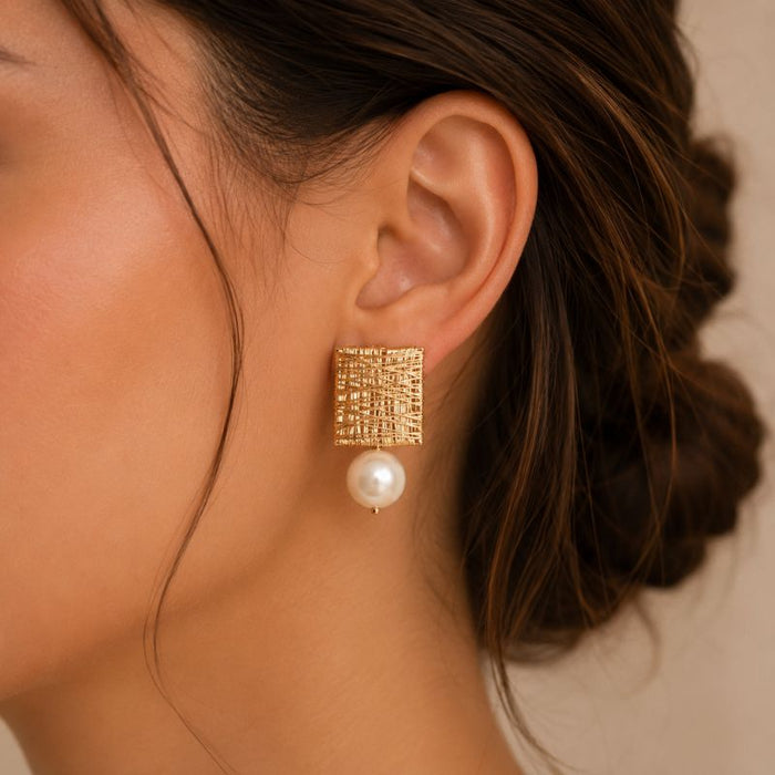 Pearl Square Earrings