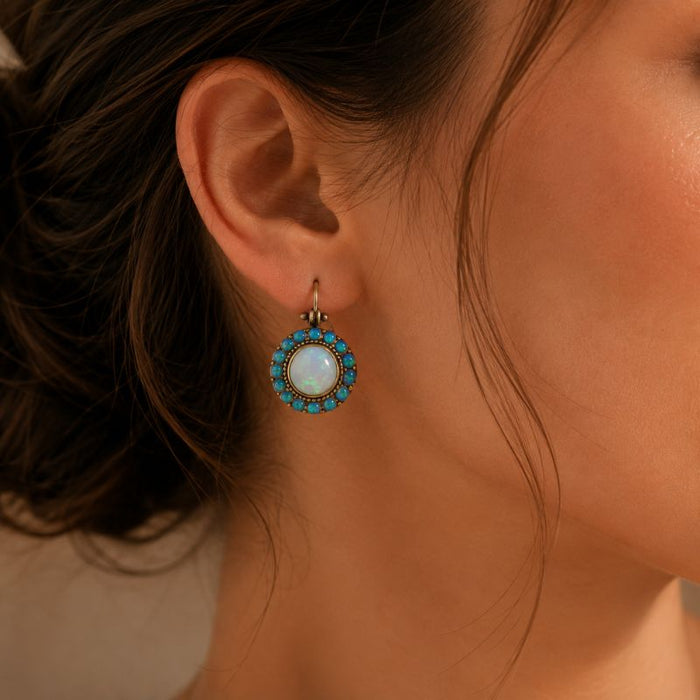 Blue Opal Drop Earrings