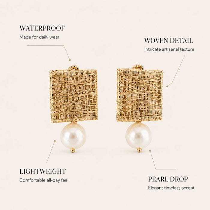 Pearl Square Earrings