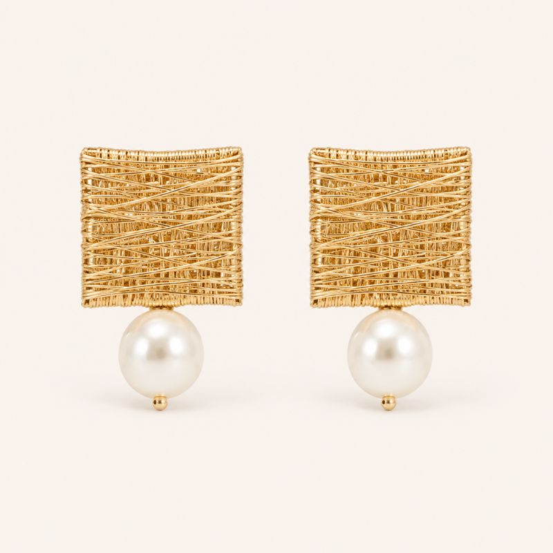 Pearl Square Earrings