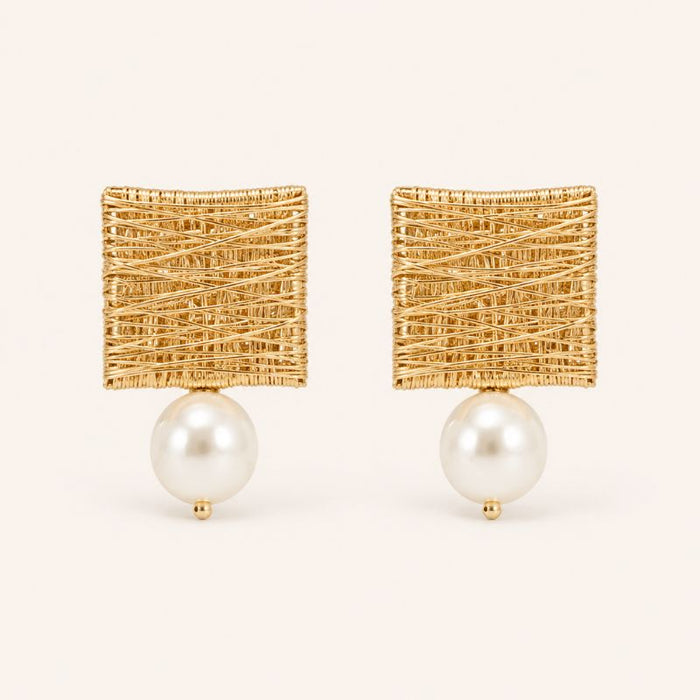 Pearl Square Earrings