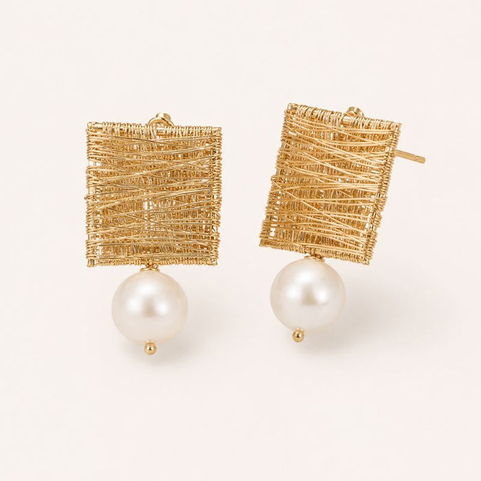 Pearl Square Earrings