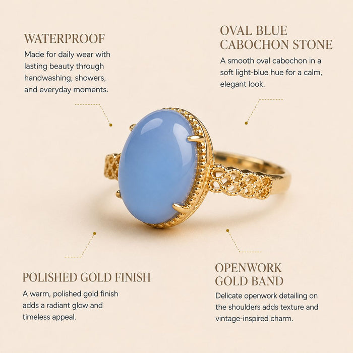 Blue Oval Filigree Ring