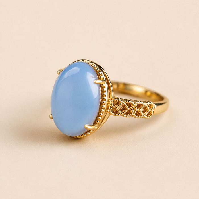 Blue Oval Filigree Ring