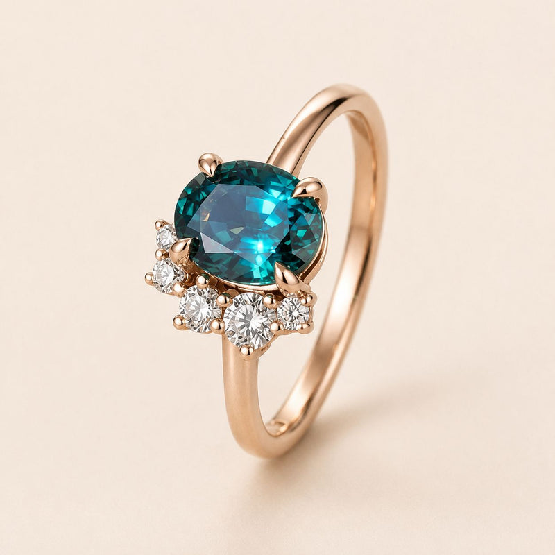 Teal Crystal Cluster Ring