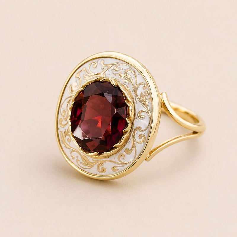 Red Gem Filigree Ring