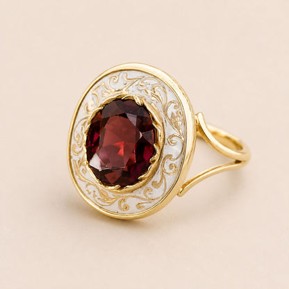 Red Gem Filigree Ring