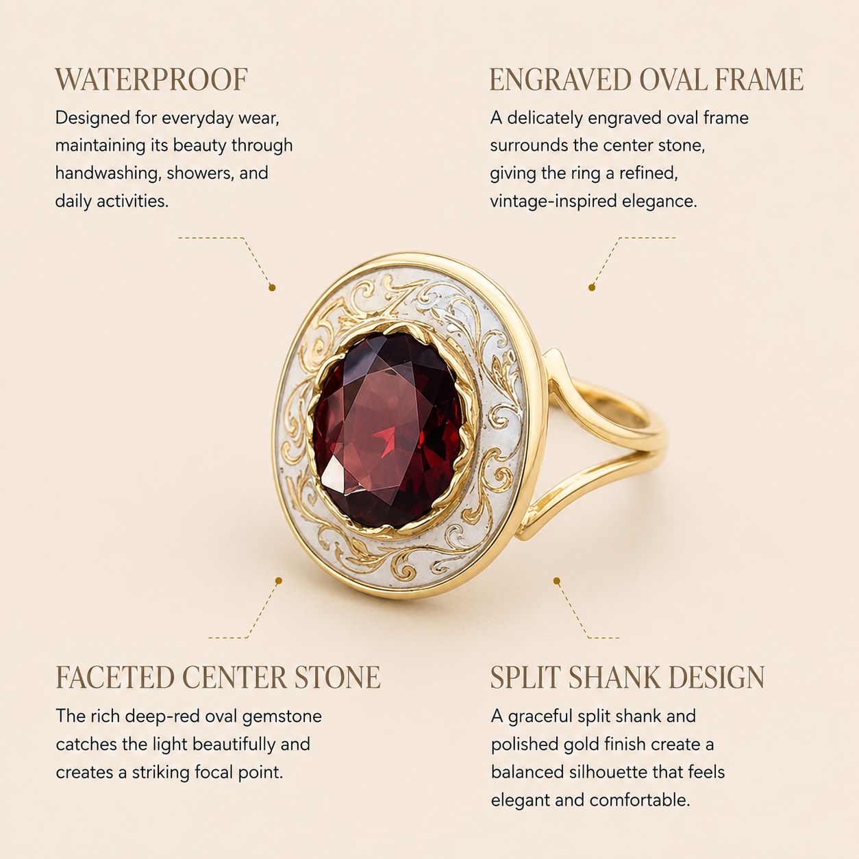 Red Gem Filigree Ring