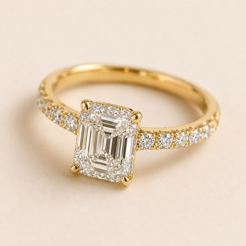 Emerald Cut Pavé Ring