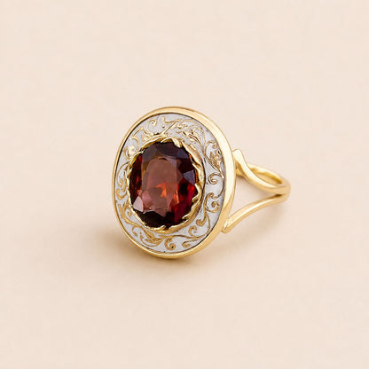 Red Gem Filigree Ring