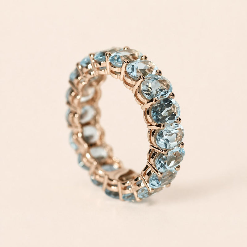 Sky Blue Oval Eternity Ring