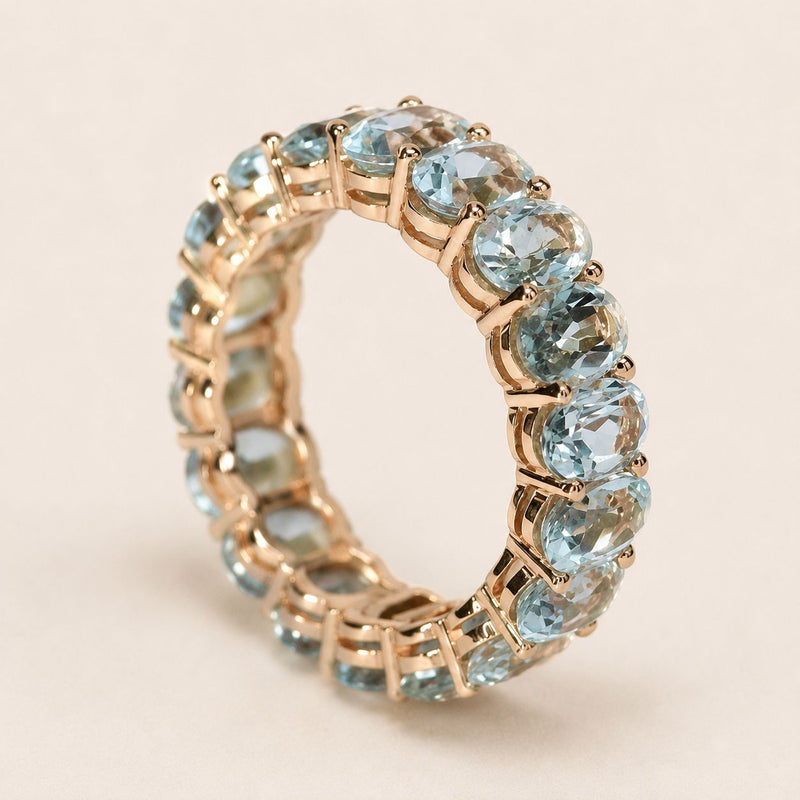 Sky Blue Oval Eternity Ring