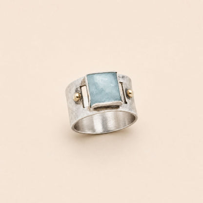 Hammered Silver Blue Stone Ring