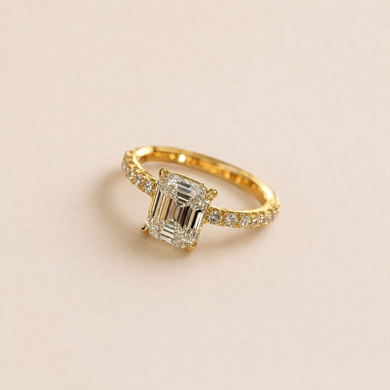 Emerald Cut Pavé Ring
