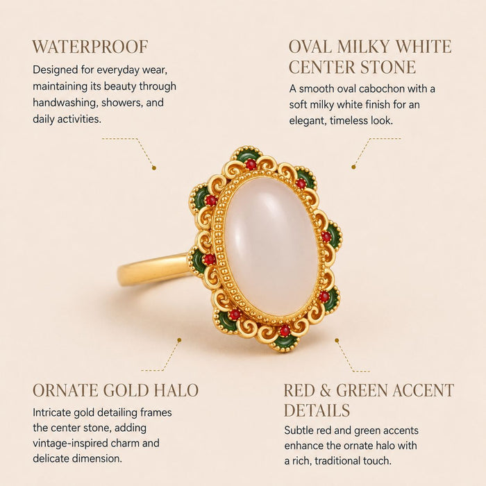 Ornate Blush Oval Statement Ring