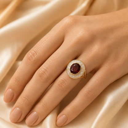 Red Gem Filigree Ring