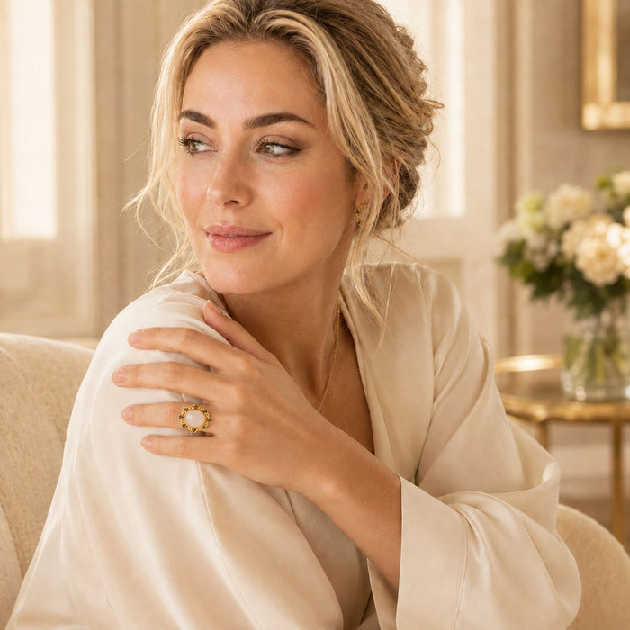 Ornate Blush Oval Statement Ring