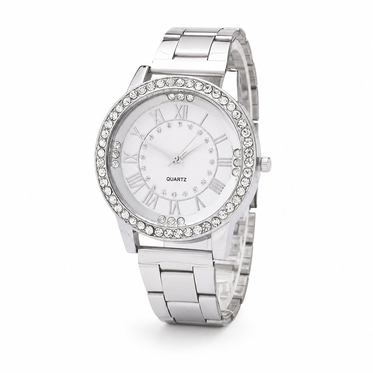 Crystal-Accented Gold Bracelet Watch