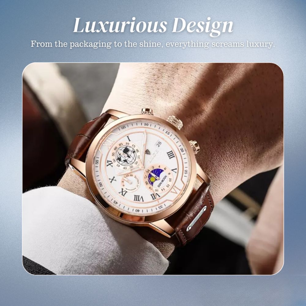 Liam | Celestial World-Time Leather Watch