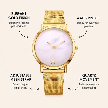 Minimalist Marble Dial Mesh Watch