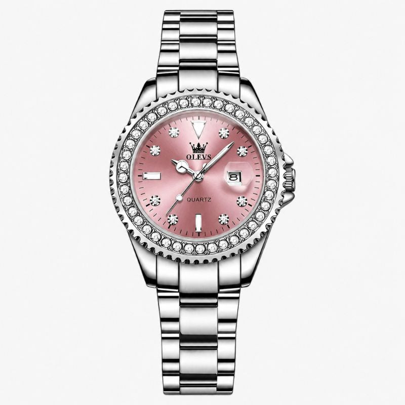 Crystal Bezel Stainless Steel Watch