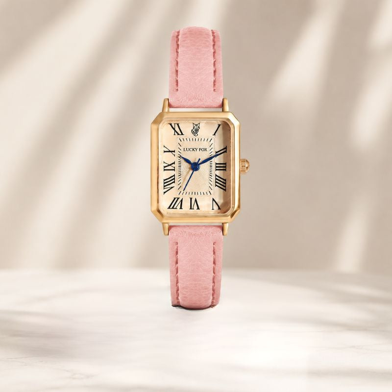 Rectangular Roman Numeral Leather Watch