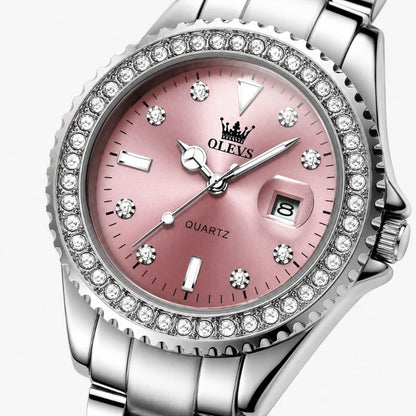 Crystal Bezel Stainless Steel Watch