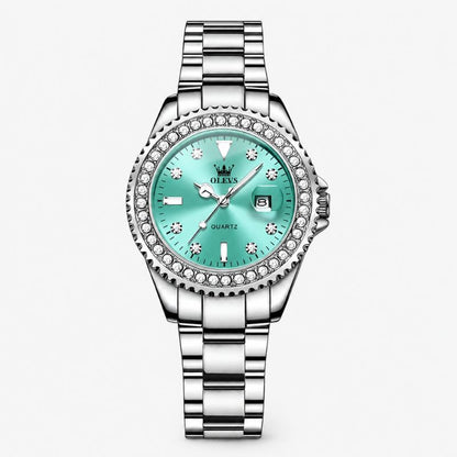 Crystal Bezel Stainless Steel Watch