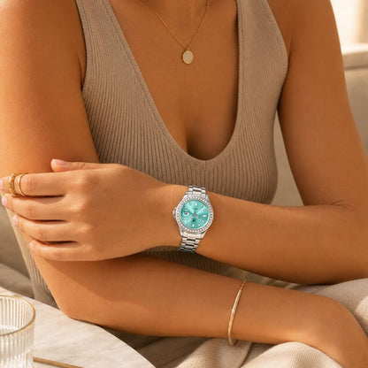 Crystal Bezel Stainless Steel Watch