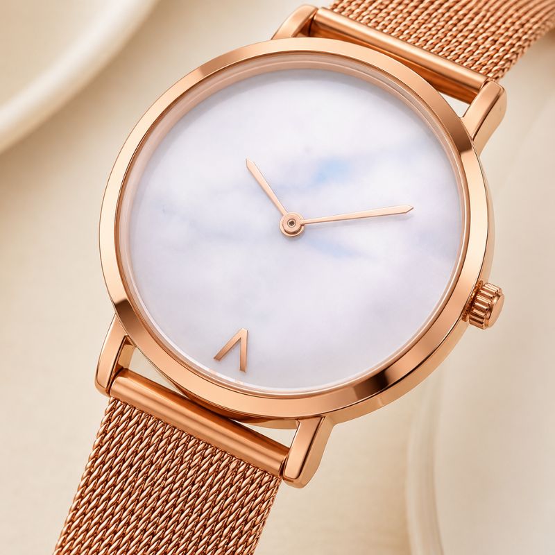Minimalist Marble Dial Mesh Watch
