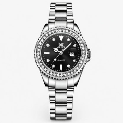 Crystal Bezel Stainless Steel Watch