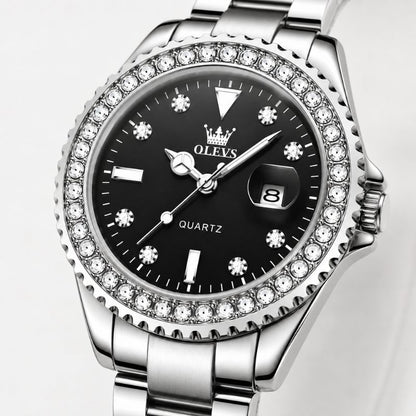 Crystal Bezel Stainless Steel Watch