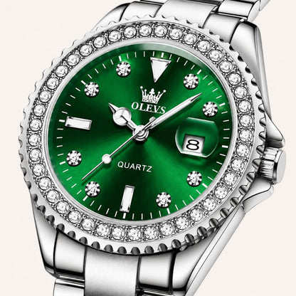 Crystal Bezel Stainless Steel Watch